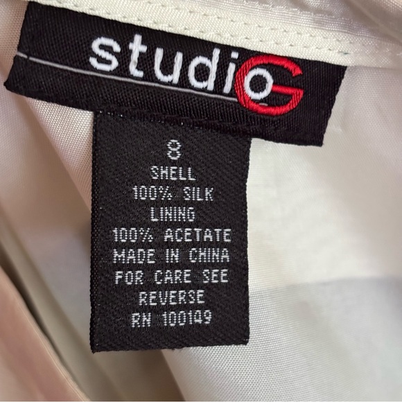 Studio G Black Striped Pink Flower Silk Skirt Size 8 - Picture 4 of 5